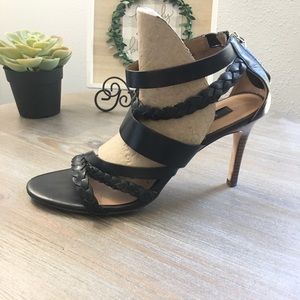 ANN TAYLOR heeled sandals with zip back.